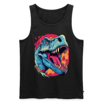 T-Rex Dinosaur Dino Tyrannosaurus Rex Vintage - Men's Premium Organic Tank Top - black - Front - AI Model Male 178 light (178cm)