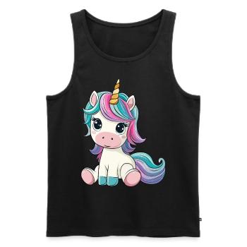 Licorne Mignon Mignon Bébé Enfants Licornes Dessin Animé - Débardeur bio Premium Homme - noir - Devant - Michal (187cm)