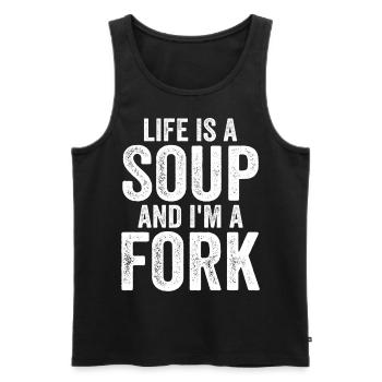 Life Is A Soup And I'm A Fork Tees | Funny - Débardeur bio Premium Homme - noir - Devant - Michal (187cm)