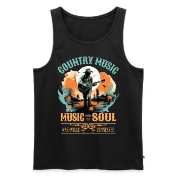 Musique country Guitare Guitariste Chanteur Vintage - Débardeur bio Premium Homme - noir - Devant - Michal (187cm)