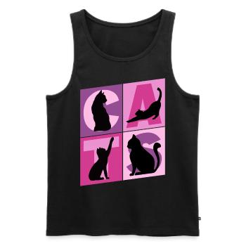 Chaton Chaton Chaton Kitty Silhouette Art - Débardeur bio Premium Homme - noir - Devant - AI Model Male 178 light (178cm)