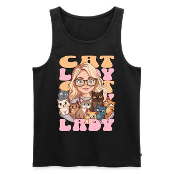 Chats Chat Dame Femme Fille J’aime Chats Drôle - Débardeur bio Premium Homme - noir - Devant - AI Model Male 178 light (178cm)