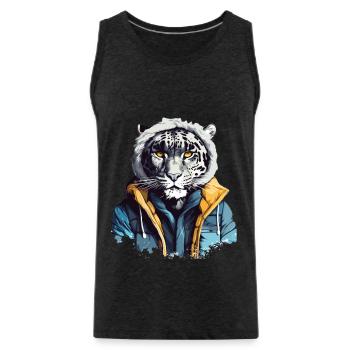 Streetstyle Schneeleopard | Leoparden-Liebhaber - Männer Premium Bio Tank Top - Anthrazit - Vorne - Alexander (188cm)