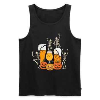 Halloween mit Bier und Skeletten - Männer Premium Bio Tank Top - Schwarz - Vorne - AI Model Male 178 light (178cm)