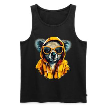 Ours koala de style urbain | Amoureux des koalas - Débardeur bio Premium Homme - noir - Devant - AI Model Male 178 light (178cm)