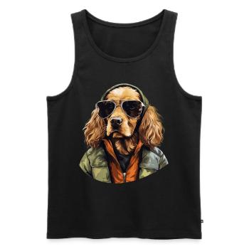 Floppy Ears Club | Cocker Spaniel Graphics - Men's Premium Organic Tank Top - black - Front - AI Model Male 178 light (178cm)