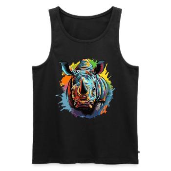Colorful rhinoceros - Men's Premium Organic Tank Top - black - Front - Michal (187cm)