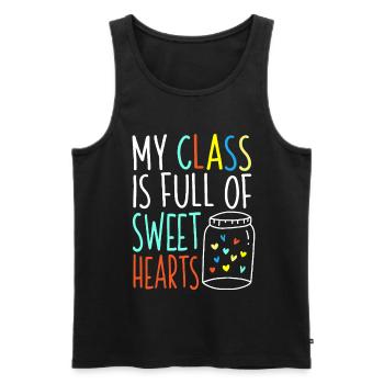 Valentines Day Teacher Shirt - Men's Premium Organic Tank Top - black - Front - AI Model Male 178 light (178cm)