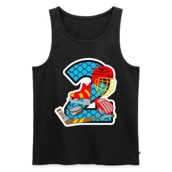 Eishockey 2. Geburtstagsparty Nummer 2 - 2 Jahre - Männer Premium Bio Tank Top - Schwarz - Vorne - Michal (187cm)