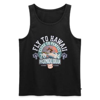 Fly to Hawaii close to perfect vintage - Débardeur bio Premium Homme - noir - Devant - AI Model Male 178 light (178cm)