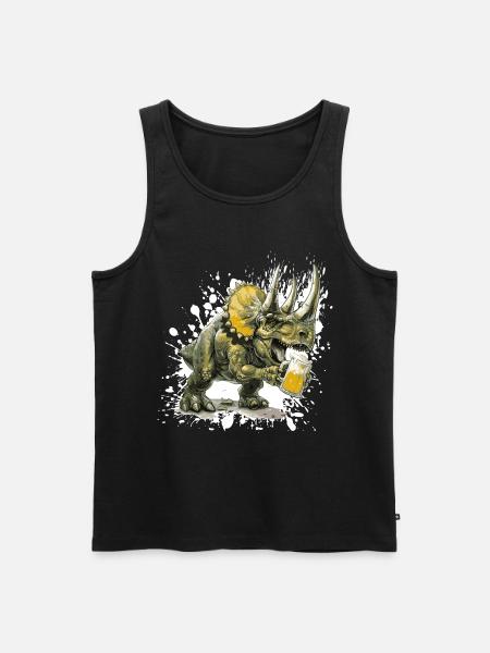 Dinosaurier triceratops Bier - Männer Premium Bio Tank Top - Schwarz
