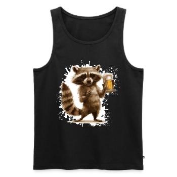 Raccoon Bière Drôle - Débardeur bio Premium Homme - noir - Devant - Michal (187cm)