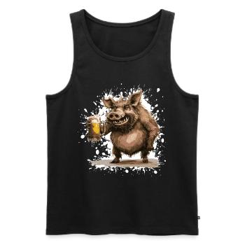 Pork Beer Wild Boar - Men's Premium Organic Tank Top - black - Front - Michal (187cm)