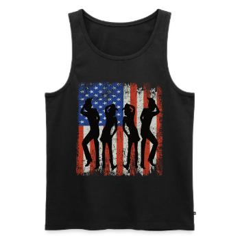 Danse en ligne Country Western Dance Country Music - Débardeur bio Premium Homme - noir - Devant - AI Model Male 178 light (178cm)