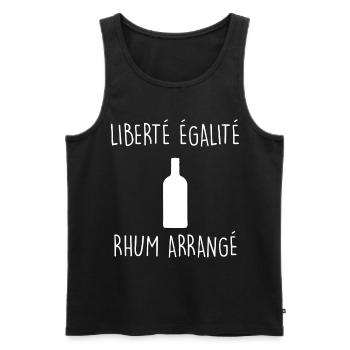 Liberté egalité rhum arrangé - Débardeur bio Premium Homme - noir - Devant - AI Model Male 178 light (178cm)
