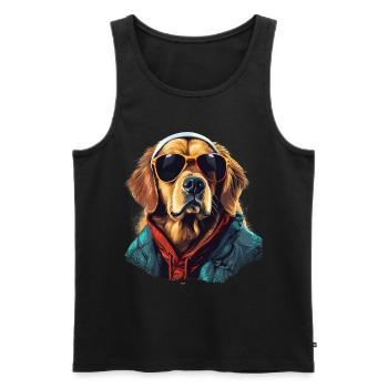 Golden retriever on the streets | Dog lovers - Men's Premium Organic Tank Top - black - Front - AI Model Male 178 light (178cm)