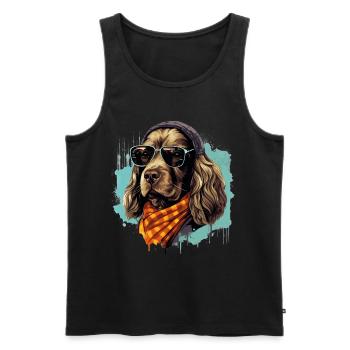 Silhouette d’épagneul | Chien audacieux Design Streetwear - Débardeur bio Premium Homme - noir - Devant - Michal (187cm)