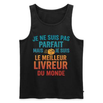 Le meilleur livreur du monde - Débardeur bio Premium Homme - noir - Devant - AI Model Male 178 light (178cm)