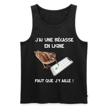 Bécasse humour chasse papy phrasse marrante - Débardeur bio Premium Homme - noir - Devant - Michal (187cm)