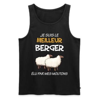 Mon berger et ses moutons c'est le meilleur - Débardeur bio Premium Homme - noir - Devant - Michal (187cm)