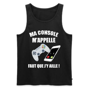 Jeux video homme et enfant ma console m'appelle - Débardeur bio Premium Homme - noir - Devant - Michal (187cm)