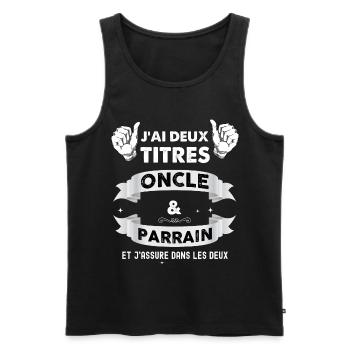 Oncle et parrain, parrain tonton - Débardeur bio Premium Homme - noir - Devant - Michal (187cm)