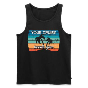 Your cruise needs you | Fans of cruises - Men's Premium Organic Tank Top - black - Front - Michal (187cm)