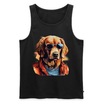 Golden retriever on the streets | Dog lovers - Men's Premium Organic Tank Top - black - Front - AI Model Male 178 light (178cm)