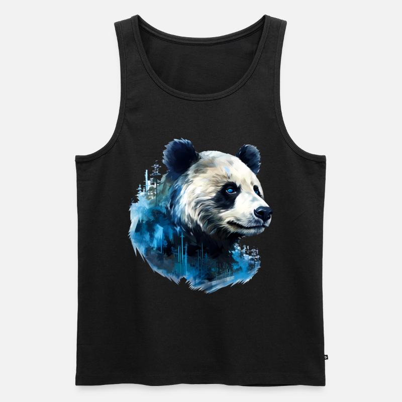 Panda - Männer Premium Bio Tank Top - Schwarz