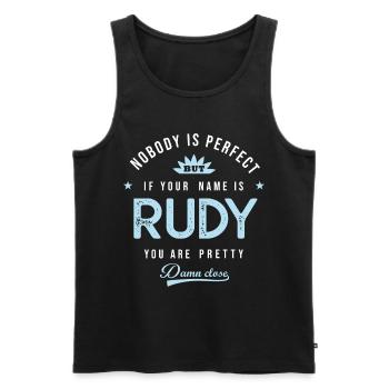 Rudy Cadeau personnalisé prénom rudy - Débardeur bio Premium Homme - noir - Devant - AI Model Male 178 light (178cm)