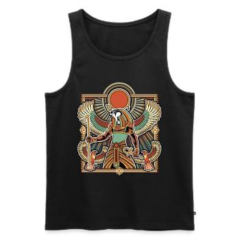 RA Dieu du Soleil ÉGYPTE - Débardeur bio Premium Homme - noir - Devant - AI Model Male 178 light (178cm)