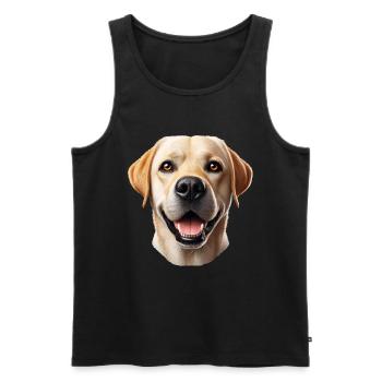 Grinsender Labrador - Männer Premium Bio Tank Top - Schwarz - Vorne - Michal (187cm)