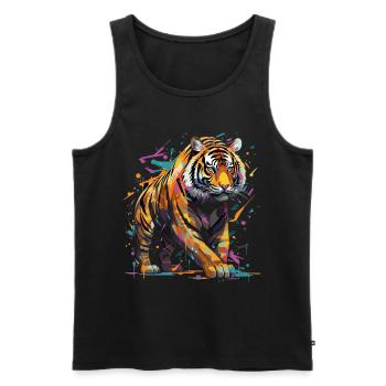 Tigre en colère. Fureur à la graffiti. - Débardeur bio Premium Homme - noir - Devant - AI Model Male 178 light (178cm)