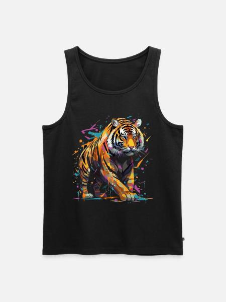 Tigre en colère. Fureur à la graffiti. - Débardeur bio Premium Homme - noir