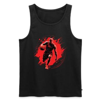 Basketball player on red background, drawing - Men's Premium Organic Tank Top - black - Front - AI Model Male 178 light (178cm)