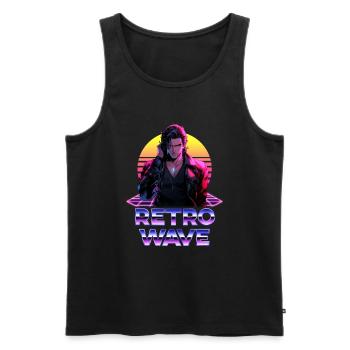 Retro Wave 80er Jahre Anime Man – Anime Shirt - Männer Premium Bio Tank Top - Schwarz - Vorne - Michal (187cm)