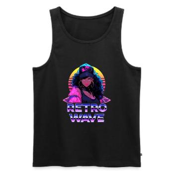 Retro Wave 80s Anime Girl 2 – Anime Shirt - Men's Premium Organic Tank Top - black - Front - Michal (187cm)
