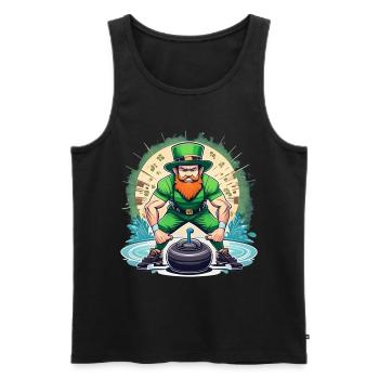 St. Patrick's Day Kleeblatt Curling - Männer Premium Bio Tank Top - Schwarz - Vorne - Michal (187cm)