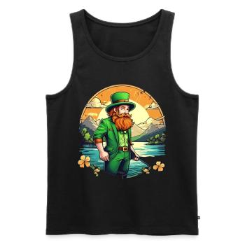 St. Patrick's Day Kleeblatt Angeln - Männer Premium Bio Tank Top - Schwarz - Vorne - Michal (187cm)