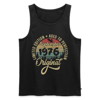 49. Geburtstag September 1976 - 49 Jahre alt - Männer Premium Bio Tank Top - Schwarz - Vorne - Michal (187cm)