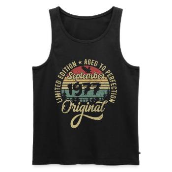 48th birthday September 1977 - 48 years old - Men's Premium Organic Tank Top - black - Front - Michal (187cm)