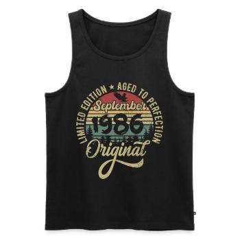 39. Geburtstag September 1986 - 39 Jahre alt - Männer Premium Bio Tank Top - Schwarz - Vorne - Michal (187cm)