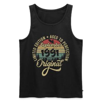 34th birthday September 1991 - 34 years old - Men's Premium Organic Tank Top - black - Front - Michal (187cm)
