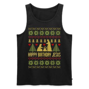 Happy Birthday Jesus Weihnachten christlich Christ - Männer Premium Bio Tank Top - Schwarz - Vorne - AI Model Male 178 light (178cm)