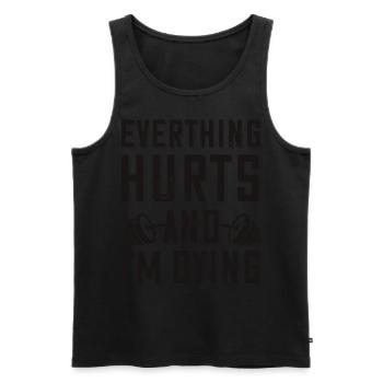 Bodybuilder saying everything hurts me barbell - Men's Premium Organic Tank Top - black - Front - AI Model Male 178 light (178cm)