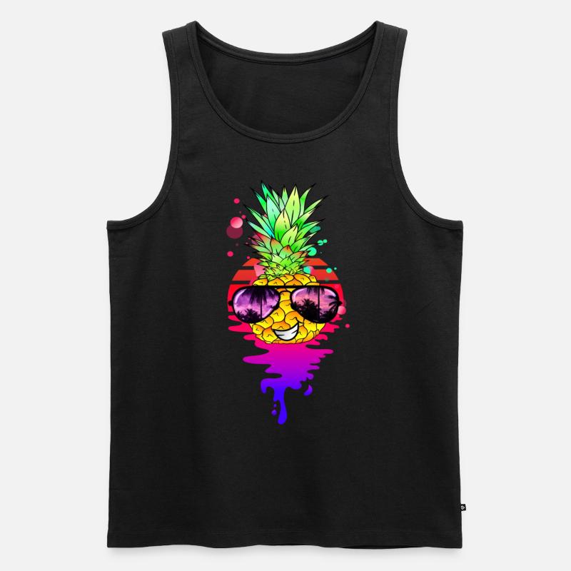 Lustige Retro Ananas - Männer Premium Bio Tank Top - Schwarz