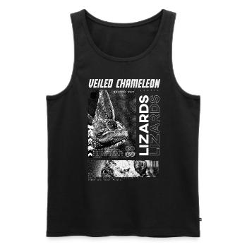 Verschleiertes Chamäleon Modern Streetwear Reptilienhüter - Männer Premium Bio Tank Top - Schwarz - Vorne - Michal (187cm)