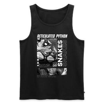 Gardien de reptiles streetwear en python réticulé - Débardeur bio Premium Homme - noir - Devant - Michal (187cm)