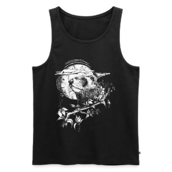 Ferret on the background of the moon - Men's Premium Organic Tank Top - black - Front - AI Model Male 178 light (178cm)