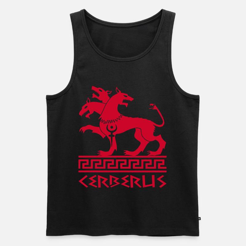 Roter Cerberus-Hund - Männer Premium Bio Tank Top - Schwarz